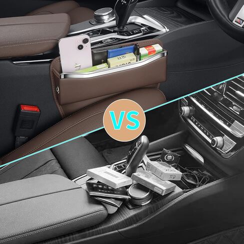 Holdcy Car Gap Filler Organizer - تخزين مقعد الجيب من الجلود في وحدة التحكم - إكسسوارات السيارات الأنيقة والعملية للسيارات وسيارات الدفع الرباعي والشاحنة (Black - Pack) in Kuwait