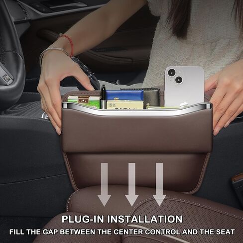 Holdcy Car Gap Filler Organizer - تخزين مقعد الجيب من الجلود في وحدة التحكم - إكسسوارات السيارات الأنيقة والعملية للسيارات وسيارات الدفع الرباعي والشاحنة (Black - Pack) in Kuwait
