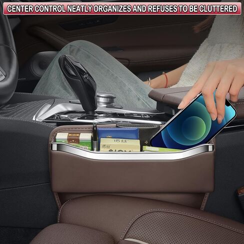 Holdcy Car Gap Filler Organizer - تخزين مقعد الجيب من الجلود في وحدة التحكم - إكسسوارات السيارات الأنيقة والعملية للسيارات وسيارات الدفع الرباعي والشاحنة (Black - Pack) in Kuwait