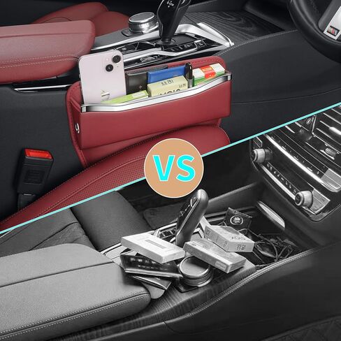 HOLDCY Car Seat Gap Filler Organizer - Leather Console Side Pocket Seat Storage - Stylish and Practical Car Accessories for Cars,SUV,Truck (Black - 1 Pack) in Kuwait