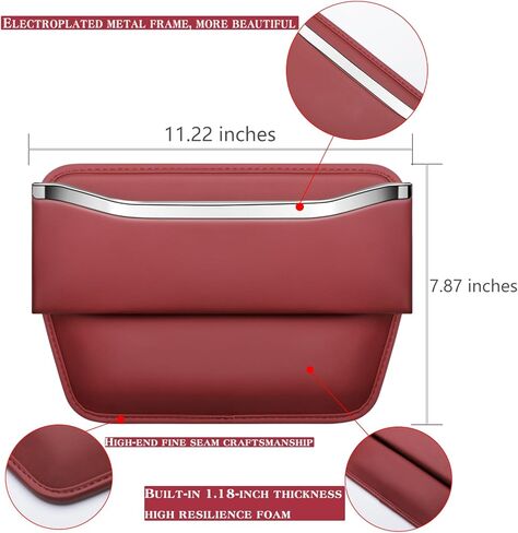 HOLDCY Car Seat Gap Filler Organizer - Leather Console Side Pocket Seat Storage - Stylish and Practical Car Accessories for Cars,SUV,Truck (Black - 1 Pack) in Kuwait