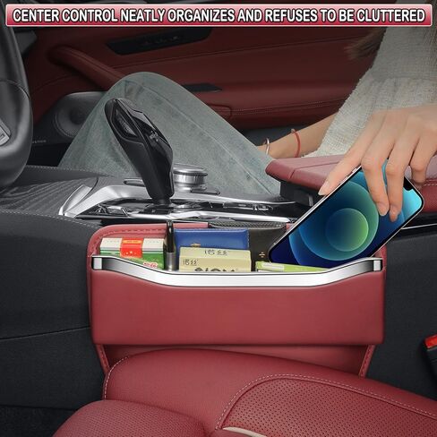 HOLDCY Car Seat Gap Filler Organizer - Leather Console Side Pocket Seat Storage - Stylish and Practical Car Accessories for Cars,SUV,Truck (Black - 1 Pack) in Kuwait