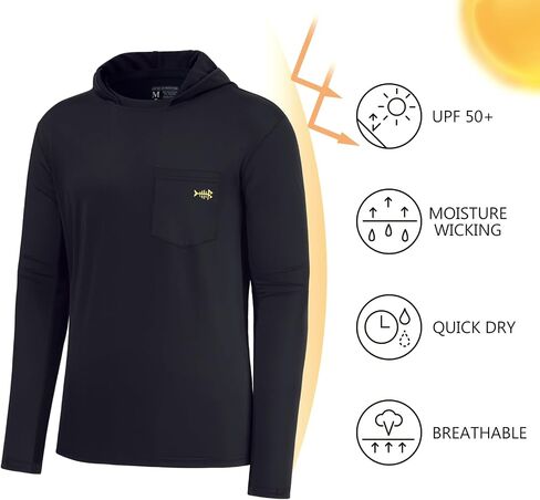 BASSDASH Men’s UPF 50+ Fishing Hoodie Shirts with Chest Pocket Lightweight UV Sun Protection Long Sleeve Hiking Sports FS34M in Saudi Arabia