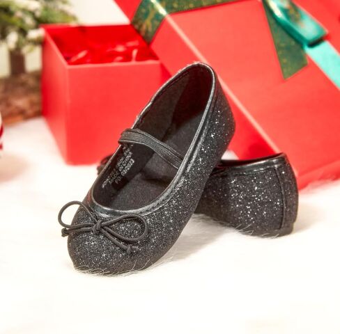 Toddler Flower Girl Dress Shoes - Little Girl Ballet Flats Elastic Straps Wedding Party in Saudi Arabia