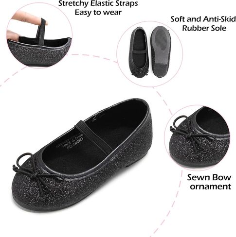 Toddler Flower Girl Dress Shoes - Little Girl Ballet Flats Elastic Straps Wedding Party in Saudi Arabia