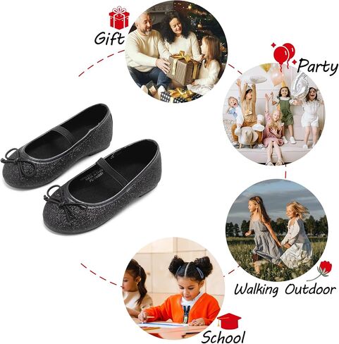 Toddler Flower Girl Dress Shoes - Little Girl Ballet Flats Elastic Straps Wedding Party in Saudi Arabia