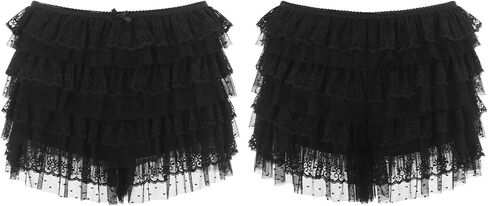 Amiblvowa Y2k Ruffle Bloomer Shorts for Women Frilly Lolita Bloomers Lace Trim Boy Shorts for Under Dresses Pj Micro Short in Saudi Arabia