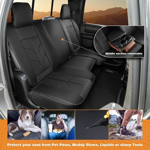 Seat Covers for 2009-2025 Dodge Ram 1500 2500 3500 Crew & Quad Cab Bighorn/Laramie/Tradesman/Rebel/Limited/SLT/Lonestar with Waterproof Faux Leather in Kuwait