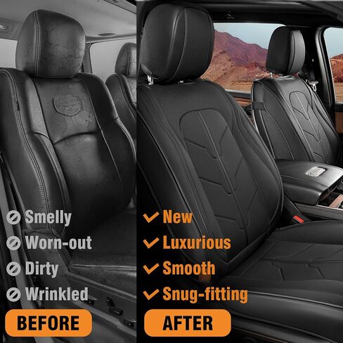 Seat Covers for 2009-2025 Dodge Ram 1500 2500 3500 Crew & Quad Cab Bighorn/Laramie/Tradesman/Rebel/Limited/SLT/Lonestar with Waterproof Faux Leather in Kuwait