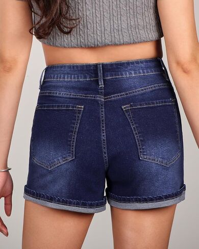 Utyful Jean Shorts for Women Mid Rise Trendy Casual Summer Cute Jorts Fold Hem Stretchy Denim Shorts in Saudi Arabia