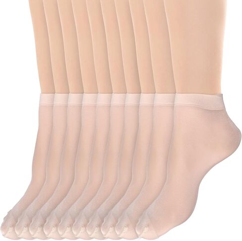 10 Pairs Women's Ankle Nylon Socks, Sheer Nude Black Summer Thin Soft Tight Hosiery Stylish Cool Socks for Women in Saudi Arabia