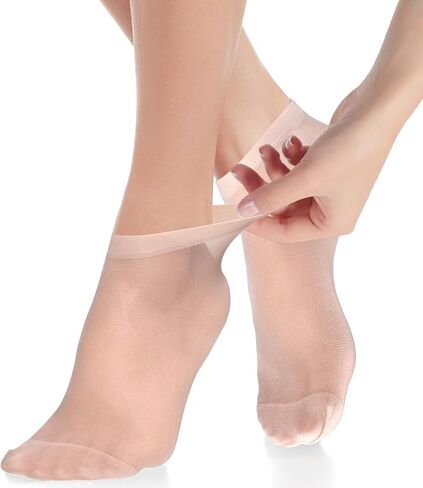 10 Pairs Women's Ankle Nylon Socks, Sheer Nude Black Summer Thin Soft Tight Hosiery Stylish Cool Socks for Women in Saudi Arabia