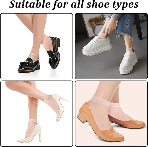 10 Pairs Women's Ankle Nylon Socks, Sheer Nude Black Summer Thin Soft Tight Hosiery Stylish Cool Socks for Women in Saudi Arabia