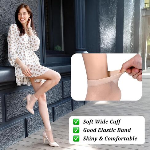 10 Pairs Women's Ankle Nylon Socks, Sheer Nude Black Summer Thin Soft Tight Hosiery Stylish Cool Socks for Women in Saudi Arabia