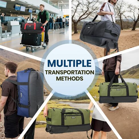 Fanwoli 32 '' Rolling Duffel Bag مع عجلتين-تصميم بدون SAG للأحمال الثقيلة ، وقابل للتوسيع 100 لتر -20L على أمتعة مع قفل ، ومساء ماء قابلة للطي للسفر ، والتخييم ، والتحرك ، والتحرك in Kuwait