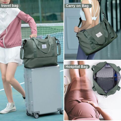 حقيبة القراصنة القماش الخشن ، Gym Sports Tote Gym for Spirit Airlines Personal Item Bag 18x14x8 ، قابلة للطي ، حمل على الكتف قابلة للتوسيع أسبوعًا طوال الليل للنساء ، الأخضر in Saudi Arabia