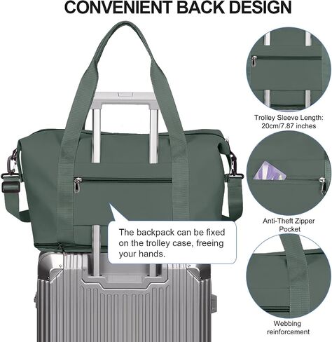 حقيبة القراصنة القماش الخشن ، Gym Sports Tote Gym for Spirit Airlines Personal Item Bag 18x14x8 ، قابلة للطي ، حمل على الكتف قابلة للتوسيع أسبوعًا طوال الليل للنساء ، الأخضر in Saudi Arabia