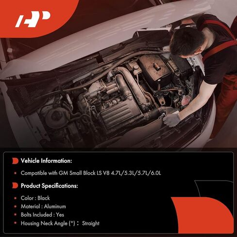 A-Premium Polished Aluminum Straight Water Neck/Thermostat Housing Compatible with GM Small Block LS,with 2 Bolts, 4.7L 5.3L 5.7L 6.0L in Saudi Arabia