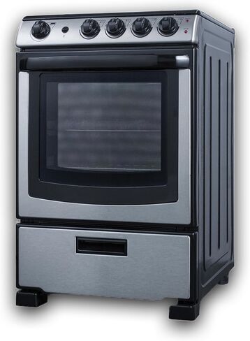 Summit Appliance REX2451SSRT 24" Wide Electric Smooth-Top Range, Ceramic Glass Top, Waist-High Broiler, 4 Cooking Zones, Adjustable Racks, Push-To-Turn Knobs, Stainless Steel Finish in Saudi Arabia