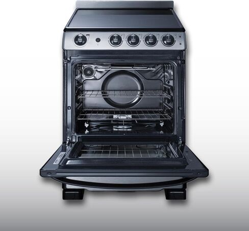 Summit Appliance REX2451SSRT 24" Wide Electric Smooth-Top Range, Ceramic Glass Top, Waist-High Broiler, 4 Cooking Zones, Adjustable Racks, Push-To-Turn Knobs, Stainless Steel Finish in Saudi Arabia