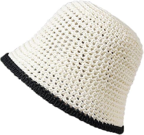 Summer Bucket Hat, Natural Straw Hollow Hat,Sun Protection and Vacation in Saudi Arabia