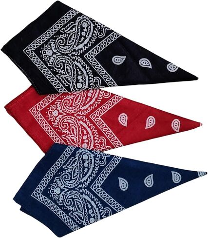 Bandanas متعددة الأغراض Bandanas Paisley Cowboy Polyester Beadbands 22x22 بوصة (مجموعة من 3pcs) in Kuwait