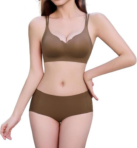 Seamless Bra and Panty Set for Petite Women and Girls, Comfort Underwear Lingerie, 3-in-1 Double Strap Bra for Slim Body Fit in Saudi Arabia