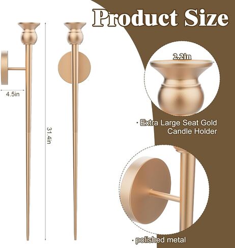 Candle Wall Sconce, 31.5inch Candle Sconces Wall Decor Set of 2, Long Wall Candle Holder Sconce with Battery Operated Candles Retro Chic Wall Sconces Candle Holder Decoration for Home Decor (Black) in Kuwait