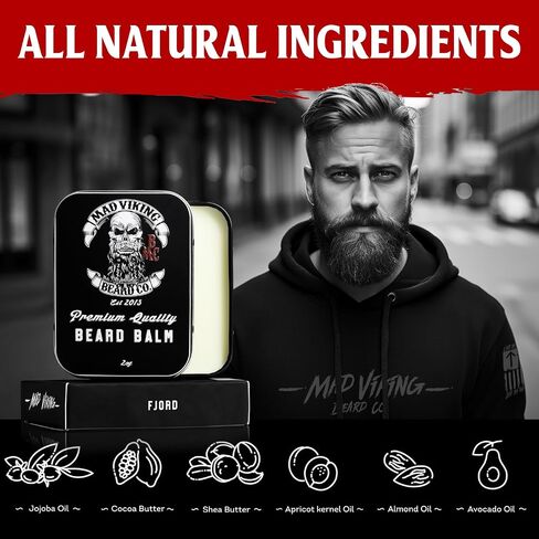 Mad Viking Beard Co Berserker 2 Ounce Beard Balm, Medium to Heavy Hold, All Natural and Organic Ingredients, Paraben and Cruelty-Free, Maintain and Manage Beard Hair, Best Gift for Him and Husband in Saudi Arabia