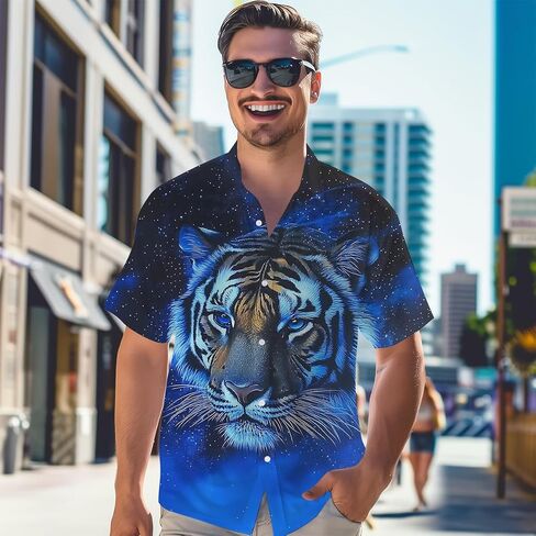 Dragonfly Men's Hawaiian Shirt Short Sleeve Floral Button Down Shirts Tropical Holiday Beach Shirts in Kuwait