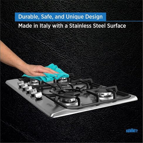 Summit Appliance GC5272B 5-Burner Gas Cooktop, 27" Width with 5 Burners, Steel Surface in Black Matte Finish, Wok Ring Included, Two Semi-Rapid Burners, Centralized Controls, Conversion Kit Included in Saudi Arabia