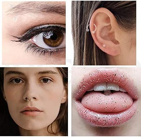 D.Bella Clear Cartilage Earring Retainer 16G 14G Piercing Retainers 24Pcs Flexible Acrylic Helix Hoop Bioflex Nose Lip Stud Eyebrow Tragus Septum Horseshoe Rings Body Jewelry in Saudi Arabia