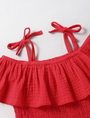Toddler Girl Clothes Tie Knot Shoulder Sleeveless Ruffle Tops Bow Tie Waist Shorts Toddler Clothes for Girls in Kuwait