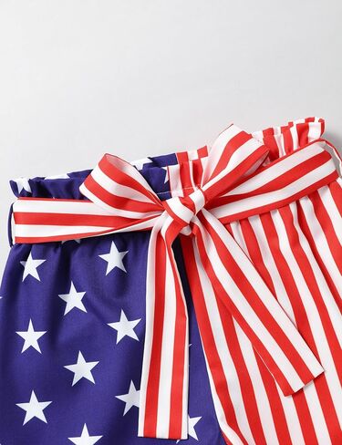 Toddler Girl Clothes Tie Knot Shoulder Sleeveless Ruffle Tops Bow Tie Waist Shorts Toddler Clothes for Girls in Kuwait