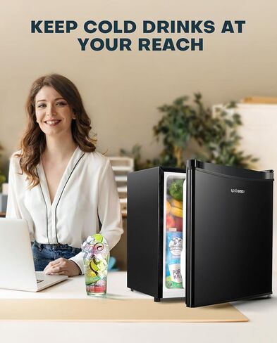 Upstreman 1.7 Cu.ft Mini Fridge with Freezer, Adjustable Thermostat, Energy Saving, Low Noise, Single Door Compact Refrigerator for Dorm, Office, Bedroom, Black-FR17 in Saudi Arabia