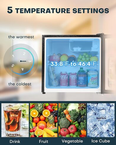 Upstreman 1.7 Cu.ft Mini Fridge with Freezer, Adjustable Thermostat, Energy Saving, Low Noise, Single Door Compact Refrigerator for Dorm, Office, Bedroom, Black-FR17 in Saudi Arabia