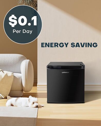 Upstreman 1.7 Cu.ft Mini Fridge with Freezer, Adjustable Thermostat, Energy Saving, Low Noise, Single Door Compact Refrigerator for Dorm, Office, Bedroom, Black-FR17 in Saudi Arabia