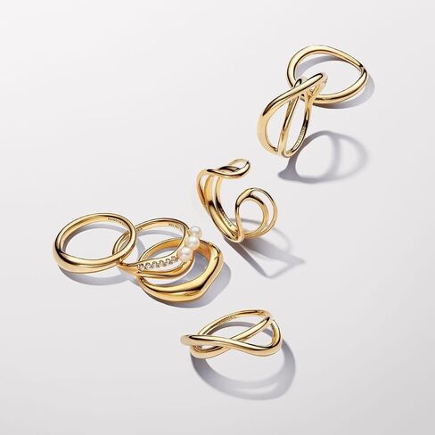 Pandora Essence Two-tone Entwined Bands Ring - Sterling silver and 14k Gold-Plated Ring - Gift for Women - Includes Gift Box in Kuwait