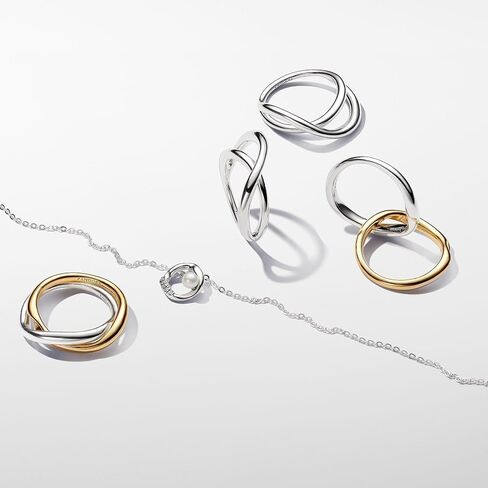 Pandora Essence Two-tone Entwined Bands Ring - Sterling silver and 14k Gold-Plated Ring - Gift for Women - Includes Gift Box in Kuwait