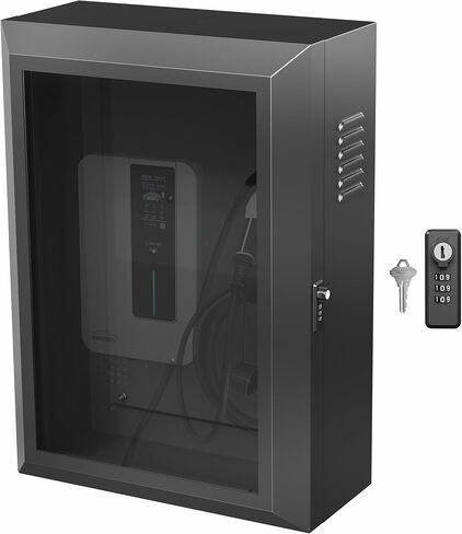 VIVO Wall-Mounted EV Charger Protective Box with Digital Safety Lock and Keypad, Tempered Glass Front Panel, Heavy Duty Outdoor Charging Case, Black, Mount-EVCG1 in Saudi Arabia
