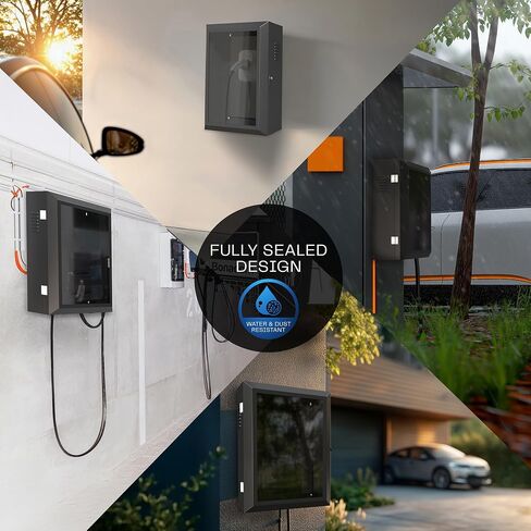 VIVO Wall-Mounted EV Charger Protective Box with Digital Safety Lock and Keypad, Tempered Glass Front Panel, Heavy Duty Outdoor Charging Case, Black, Mount-EVCG1 in Saudi Arabia