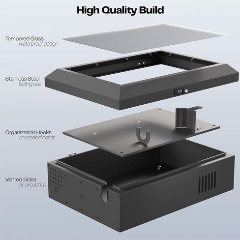 VIVO Wall-Mounted EV Charger Protective Box with Digital Safety Lock and Keypad, Tempered Glass Front Panel, Heavy Duty Outdoor Charging Case, Black, Mount-EVCG1 in Saudi Arabia