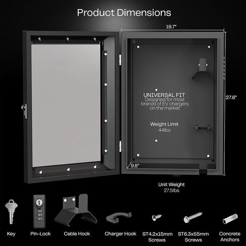 VIVO Wall-Mounted EV Charger Protective Box with Digital Safety Lock and Keypad, Tempered Glass Front Panel, Heavy Duty Outdoor Charging Case, Black, Mount-EVCG1 in Saudi Arabia