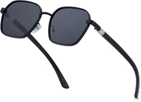 Retro Men's Sunglasses Metal Frame Keyhole Bridge,56mm UV 400 Protection Lens Sunnies Hexagon 2A670 in Saudi Arabia