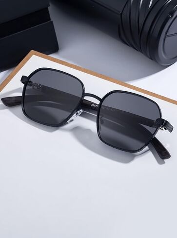 Retro Men's Sunglasses Metal Frame Keyhole Bridge,56mm UV 400 Protection Lens Sunnies Hexagon 2A670 in Saudi Arabia