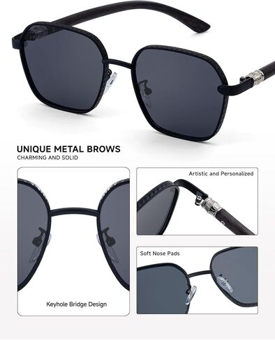 Retro Men's Sunglasses Metal Frame Keyhole Bridge,56mm UV 400 Protection Lens Sunnies Hexagon 2A670 in Saudi Arabia