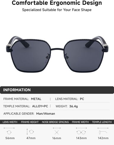 Retro Men's Sunglasses Metal Frame Keyhole Bridge,56mm UV 400 Protection Lens Sunnies Hexagon 2A670 in Saudi Arabia
