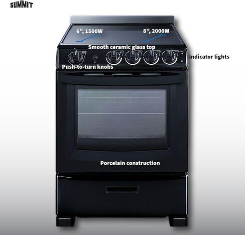 Summit REX2431BRT 24" Electric Smooth Top Range in Black in Saudi Arabia