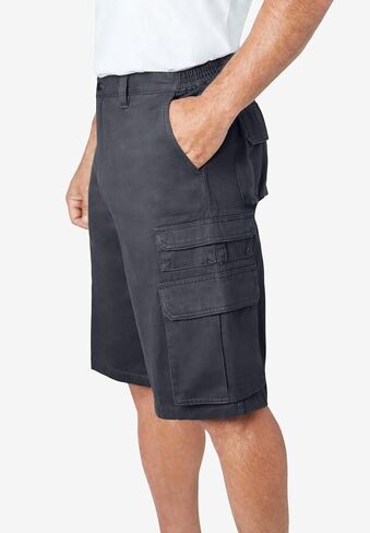 Boulder Creek by Kingsize Men's Big & Tall 12" Side-Elastic Stacked Cargo Pocket Shorts in Kuwait