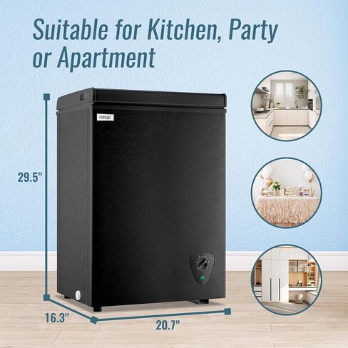 3.5 Cubic Chest Freezer, Compact Freezer with Top Open Door，Deep Freezer with Removable Storage Basket, 7 Gears Temperature Control, Energy Saving, for Office Dorm or Apartment in Saudi Arabia
